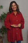 Krista Crinkle Cotton Shirt Red