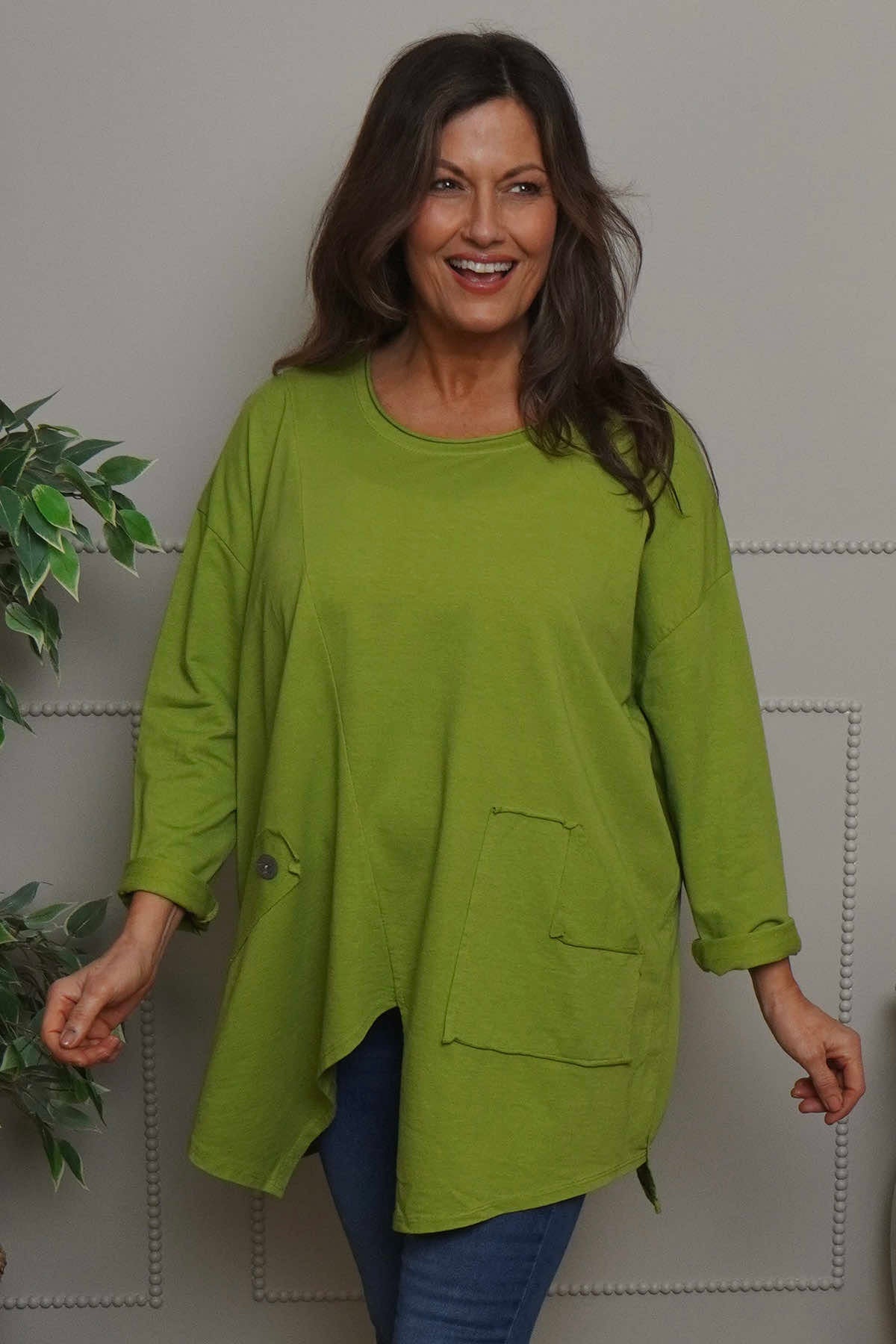 Kelilah Pocket Cotton Top Green