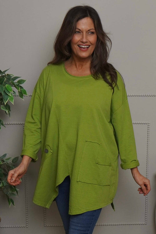 Kelilah Pocket Cotton Top Green - Image 2