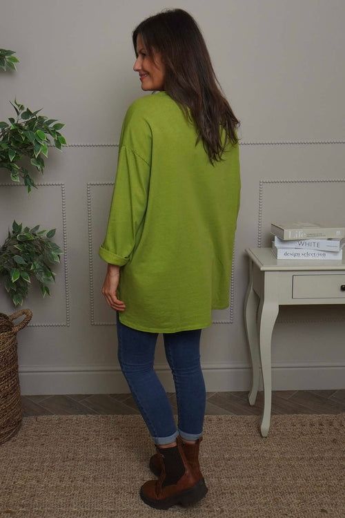 Kelilah Pocket Cotton Top Green - Image 4