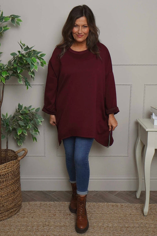 Lynne Zip Dipped Hem Top Wine - Image 2