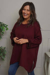 Lynne Zip Dipped Hem Top Wine