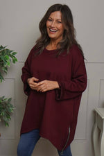 Lynne Zip Dipped Hem Top Wine Wine - Lynne Zip Dipped Hem Top Wine