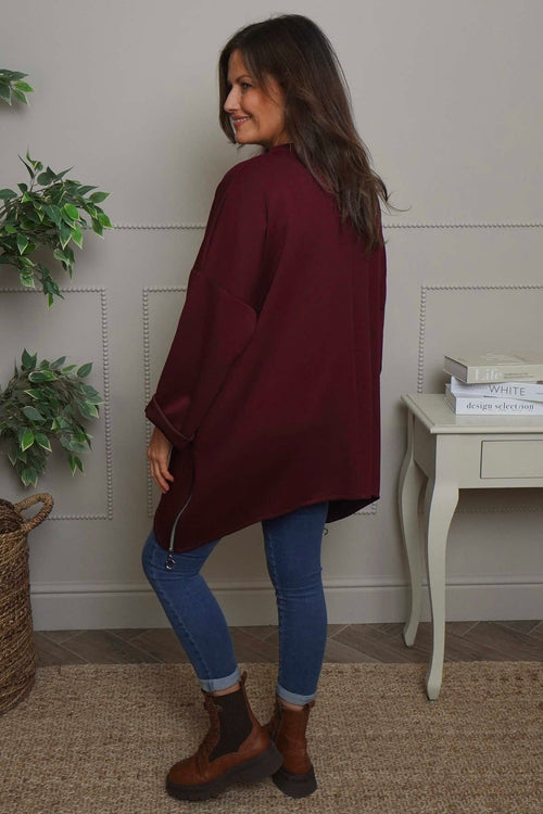 Lynne Zip Dipped Hem Top Wine - Image 4