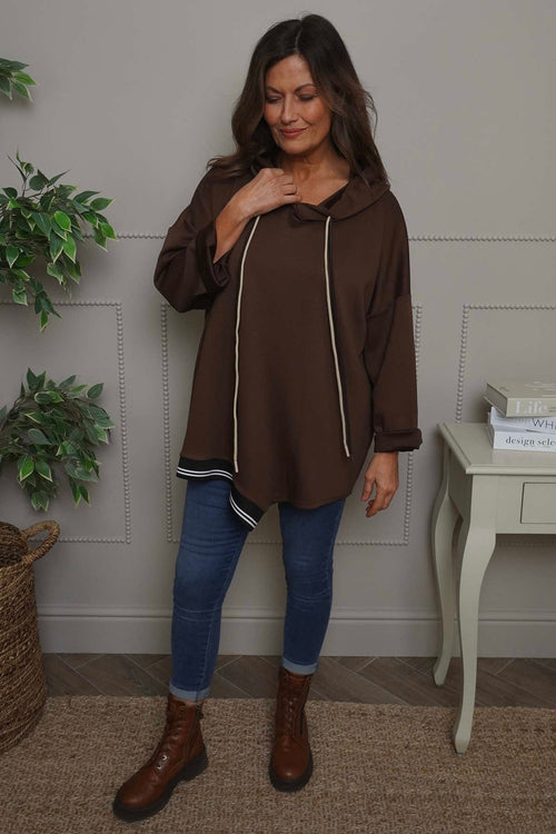 Anya Asymmetric Hooded Top Cocoa - Image 3