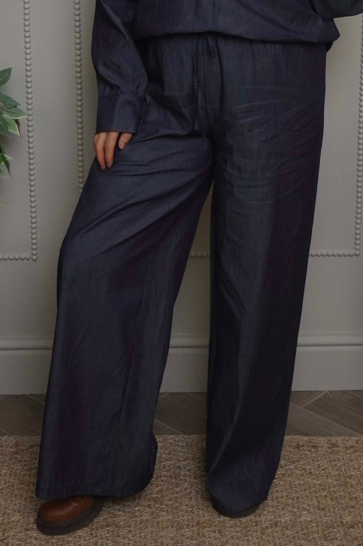 Richa Denim Wide Leg Trousers Dark Denim