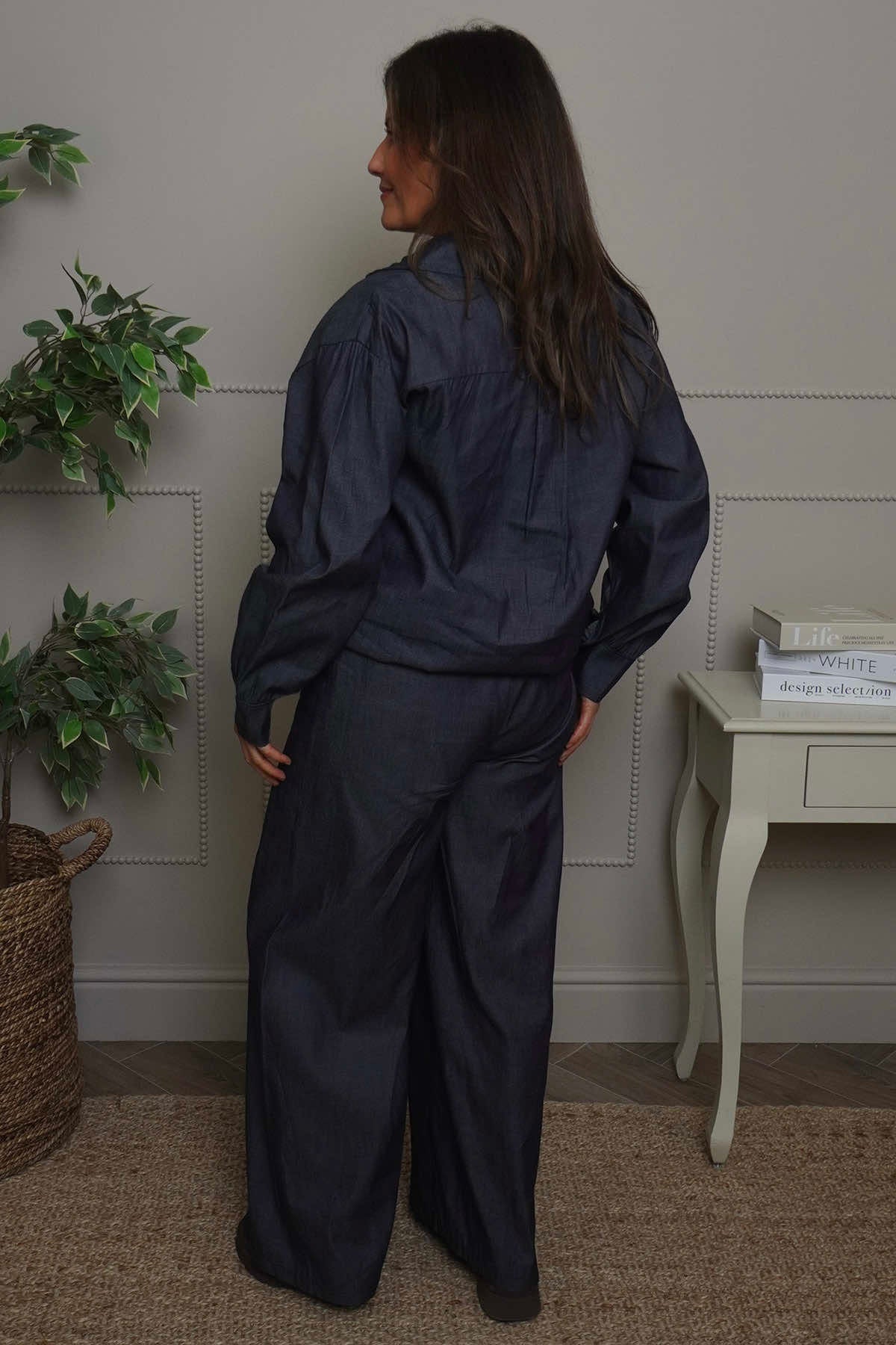 Richa Denim Wide Leg Trousers Dark Denim