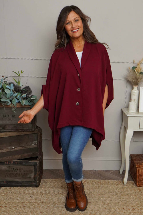 Carleen Batwing Cotton Jacket Wine - Image 2
