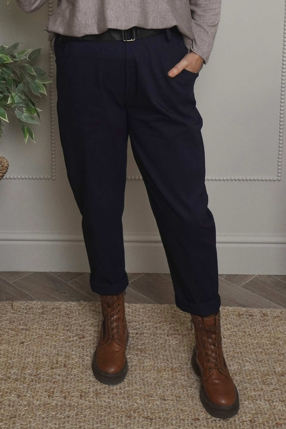 Philippa Belted Trousers Navy