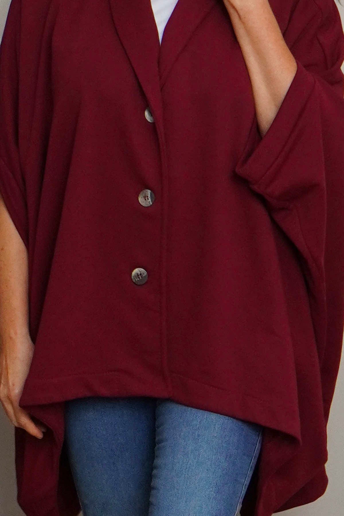 Carleen Batwing Cotton Jacket Wine