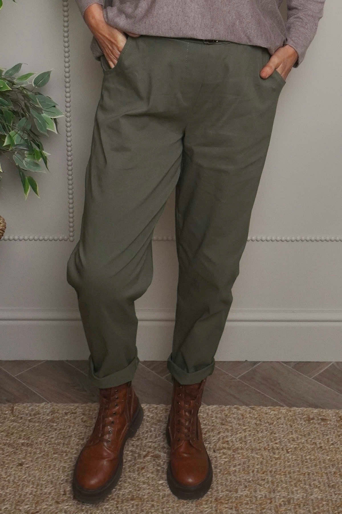 Philippa Belted Trousers Khaki