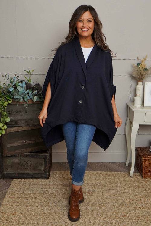 Carleen Batwing Cotton Jacket Navy - Image 2