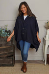 Carleen Batwing Cotton Jacket Navy