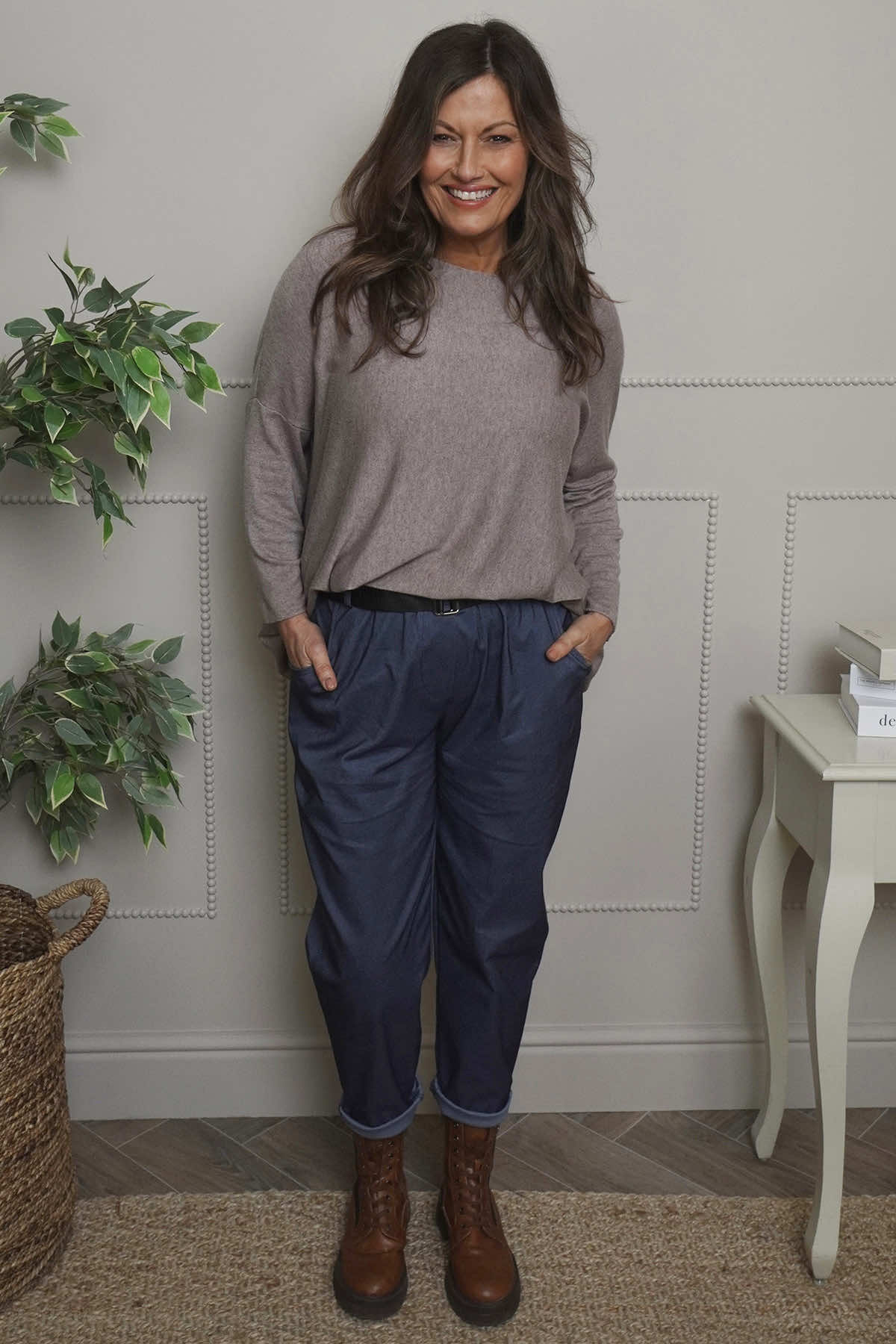 Philippa Belted Trousers Dark Denim