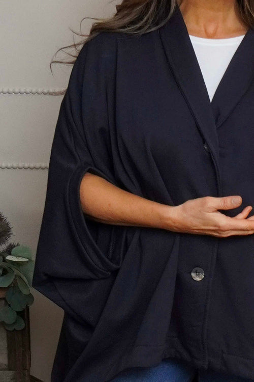 Carleen Batwing Cotton Jacket Navy - Image 3