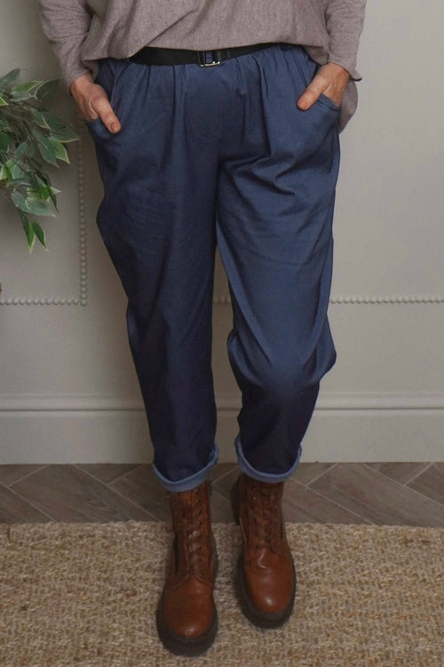 Philippa Belted Trousers Dark Denim - Image 2