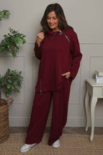 Shaye Zip Detail Cotton Top Wine Wine - Shaye Zip Detail Cotton Top Wine