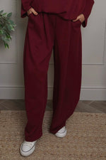 Cinda Cotton Trousers Wine Wine - Cinda Cotton Trousers Wine