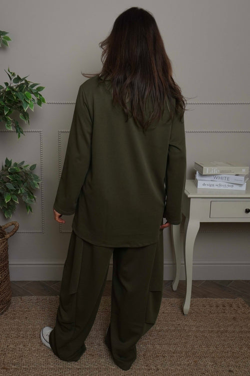 Shaye Zip Detail Cotton Top Khaki - Image 4