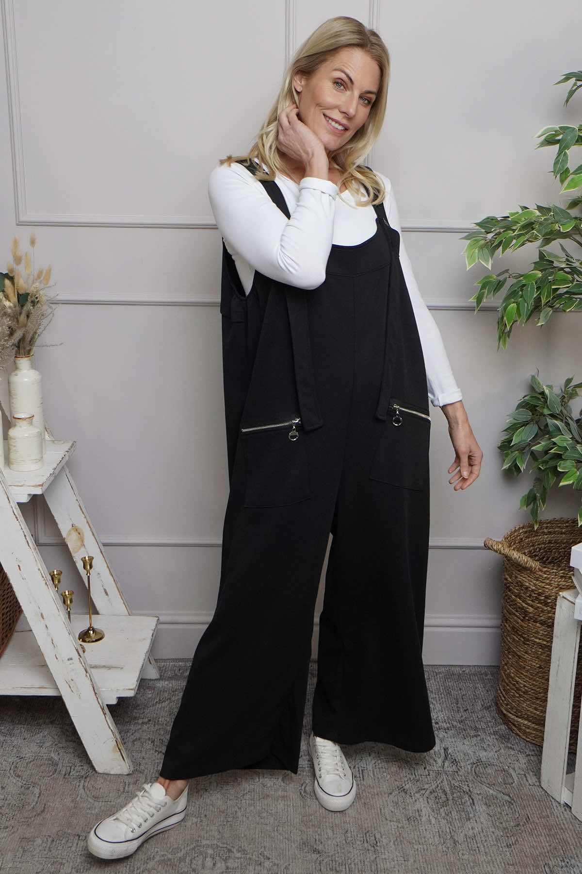 Kinley Pocket Cotton Jumpsuit Black