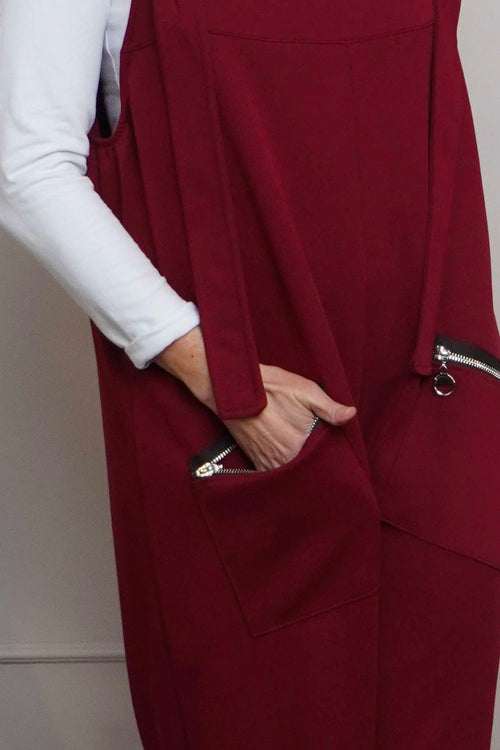 Kinley Pocket Cotton Jumpsuit Wine - Image 3
