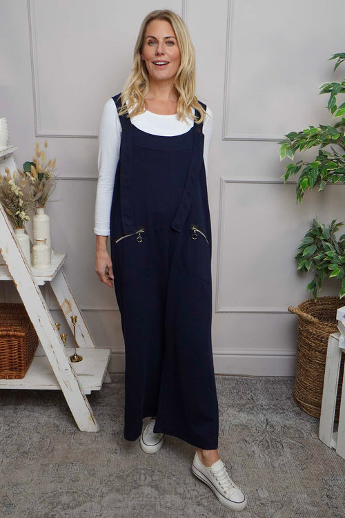 Kinley Pocket Cotton Jumpsuit Navy - Image 1