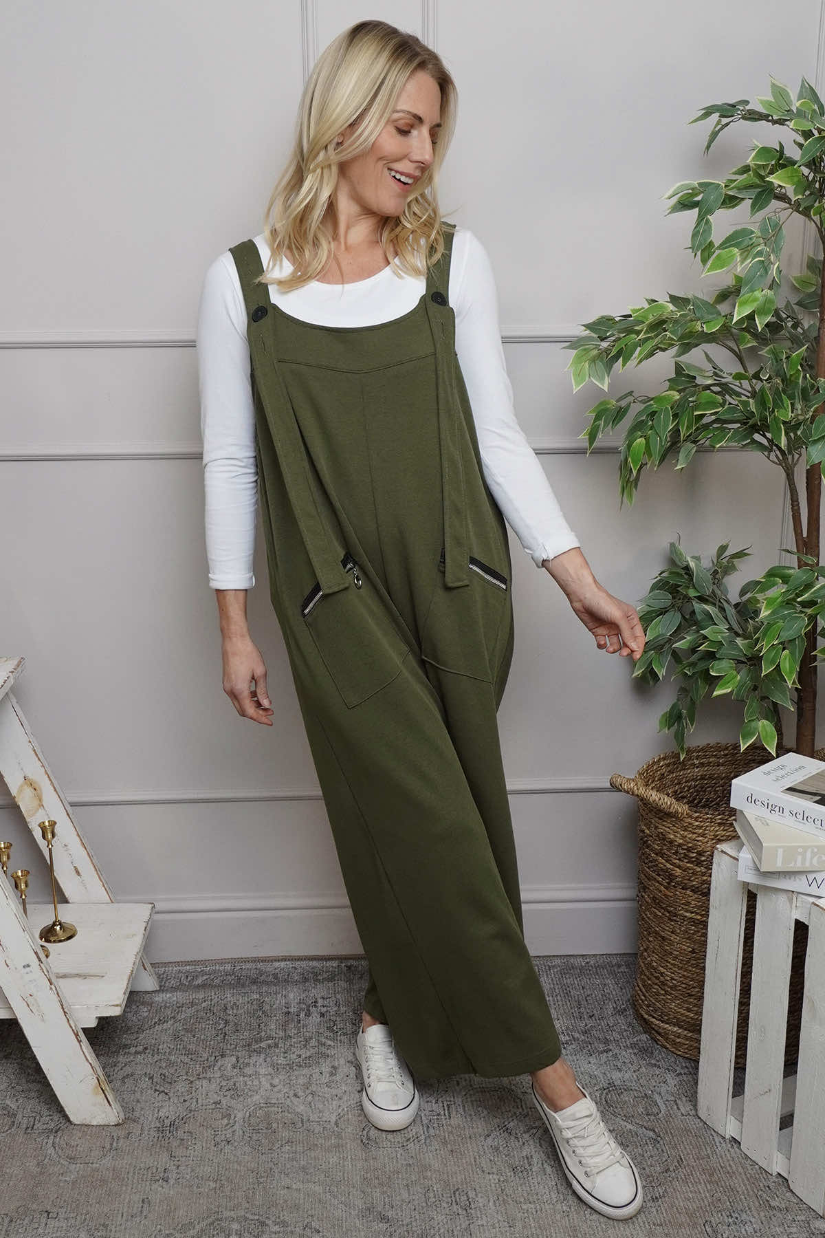 Kinley Pocket Cotton Jumpsuit Khaki
