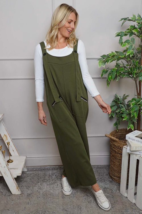 Kinley Pocket Cotton Jumpsuit Khaki - Image 2