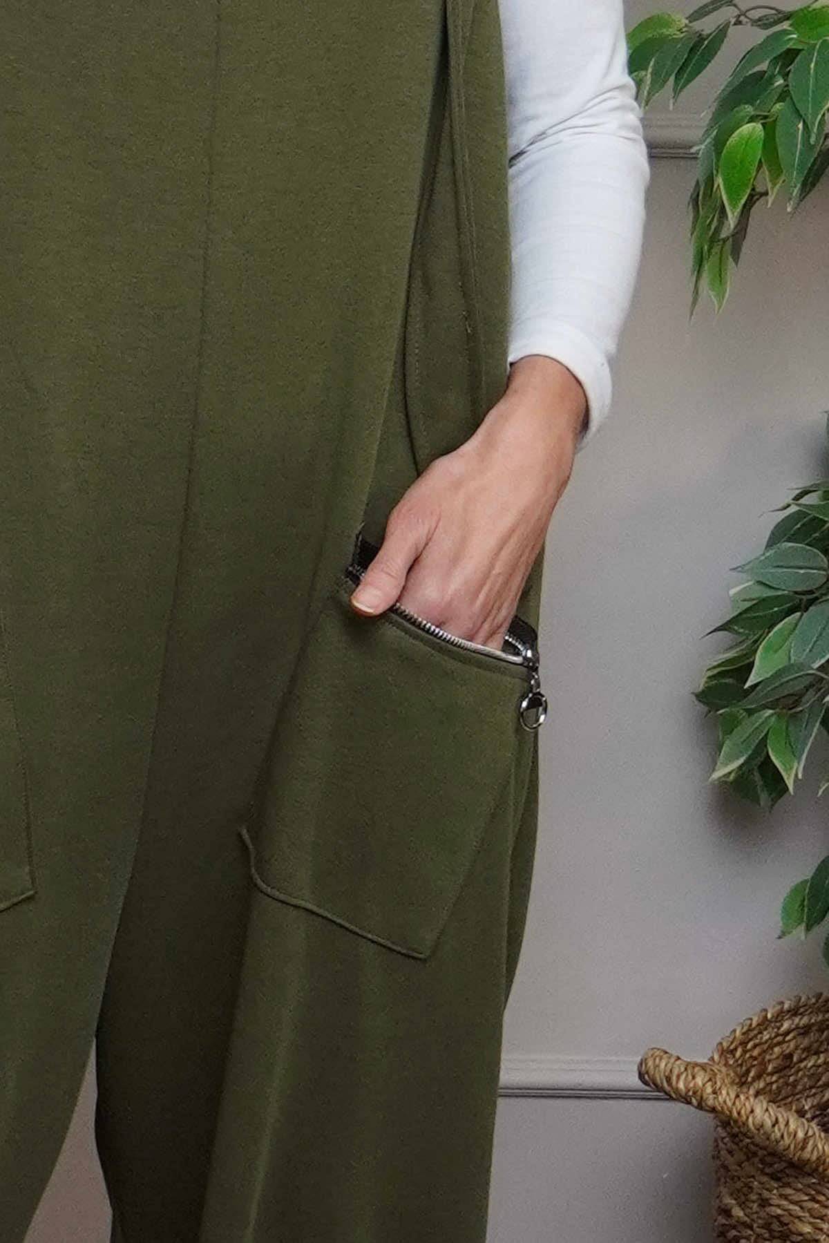 Kinley Pocket Cotton Jumpsuit Khaki
