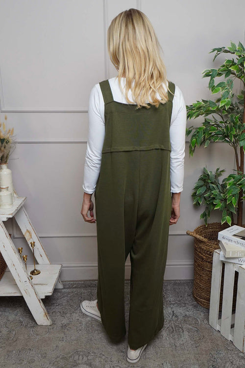 Kinley Pocket Cotton Jumpsuit Khaki - Image 4