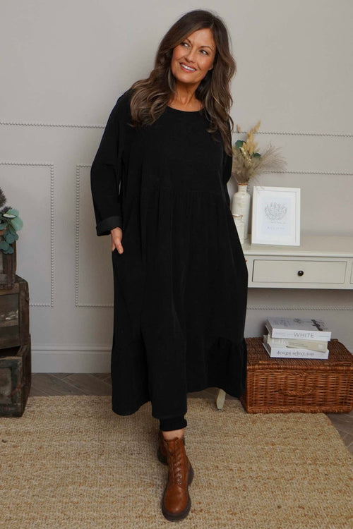 Sheena Needlecord Dress Black - Image 1