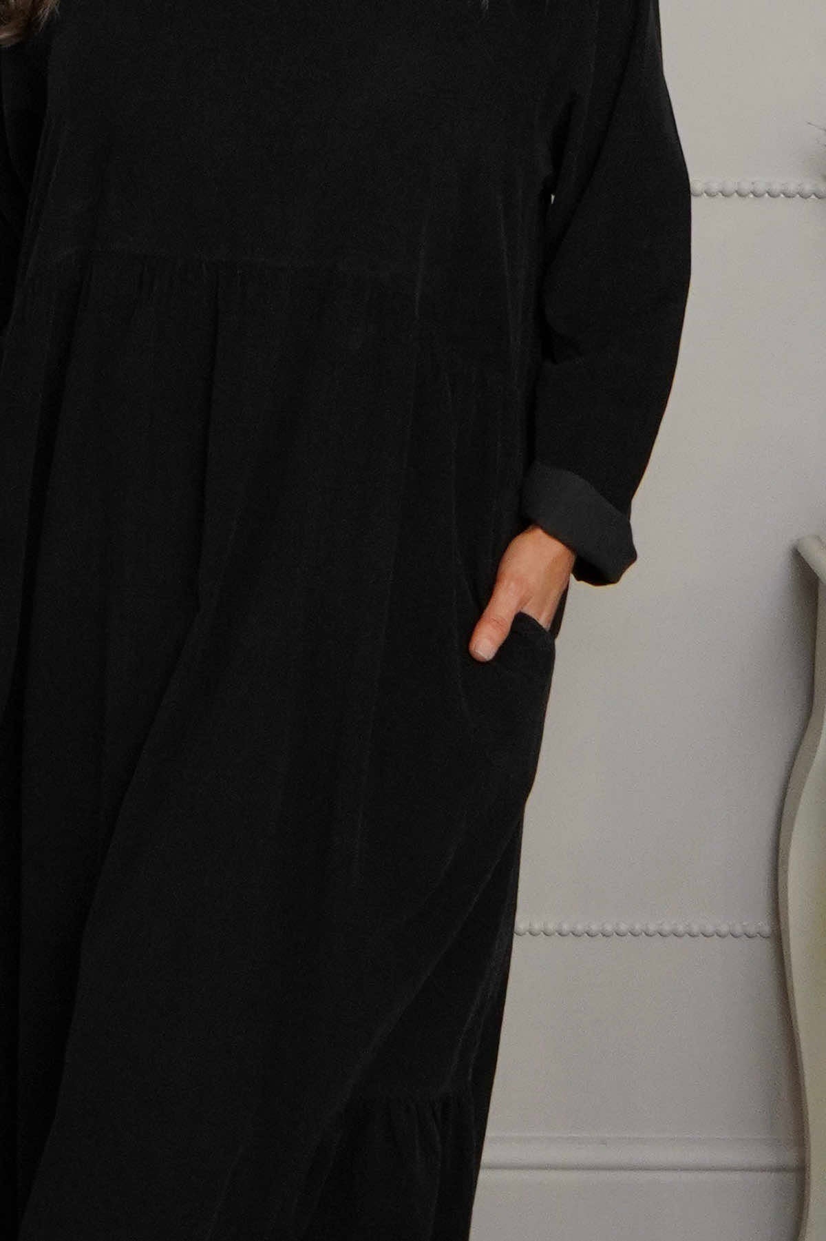 Sheena Needlecord Dress Black