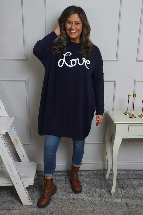 Love Knitted Jumper Dress Navy - Image 1