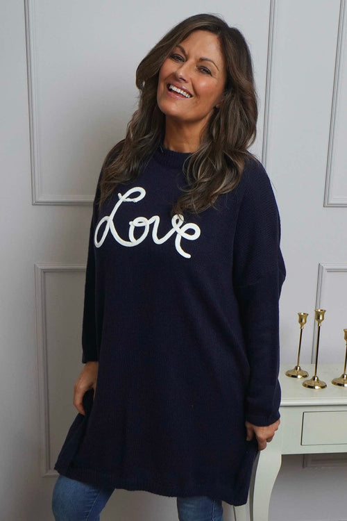 Love Knitted Jumper Dress Navy - Image 2