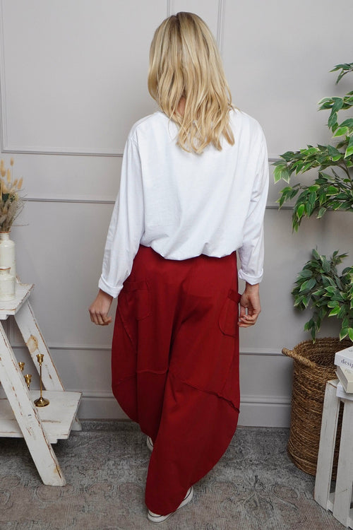 Deana Cotton Trousers Red - Image 4