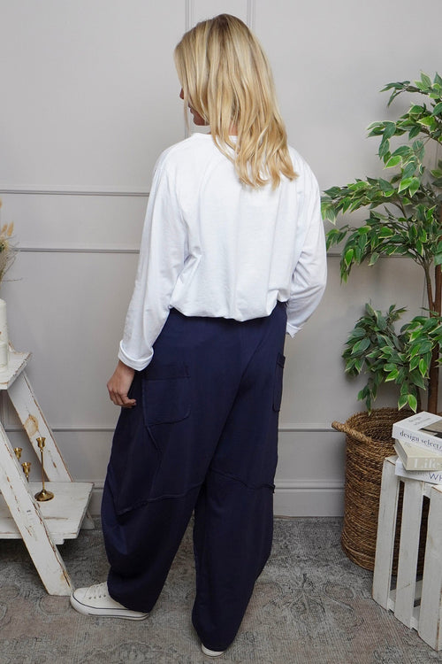 Deana Cotton Trousers Navy - Image 4