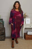 Dreda Print Needlecord Dress Burgundy