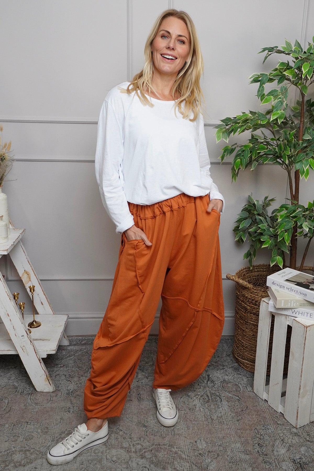 Deana Cotton Trousers Burnt Orange
