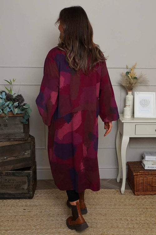 Dreda Print Needlecord Dress Burgundy - Image 4