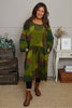 Dreda Print Needlecord Dress Olive