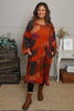 Dreda Print Needlecord Dress Burnt Orange