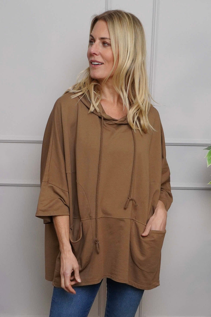 Aretha Hooded Cotton Top Nutmeg