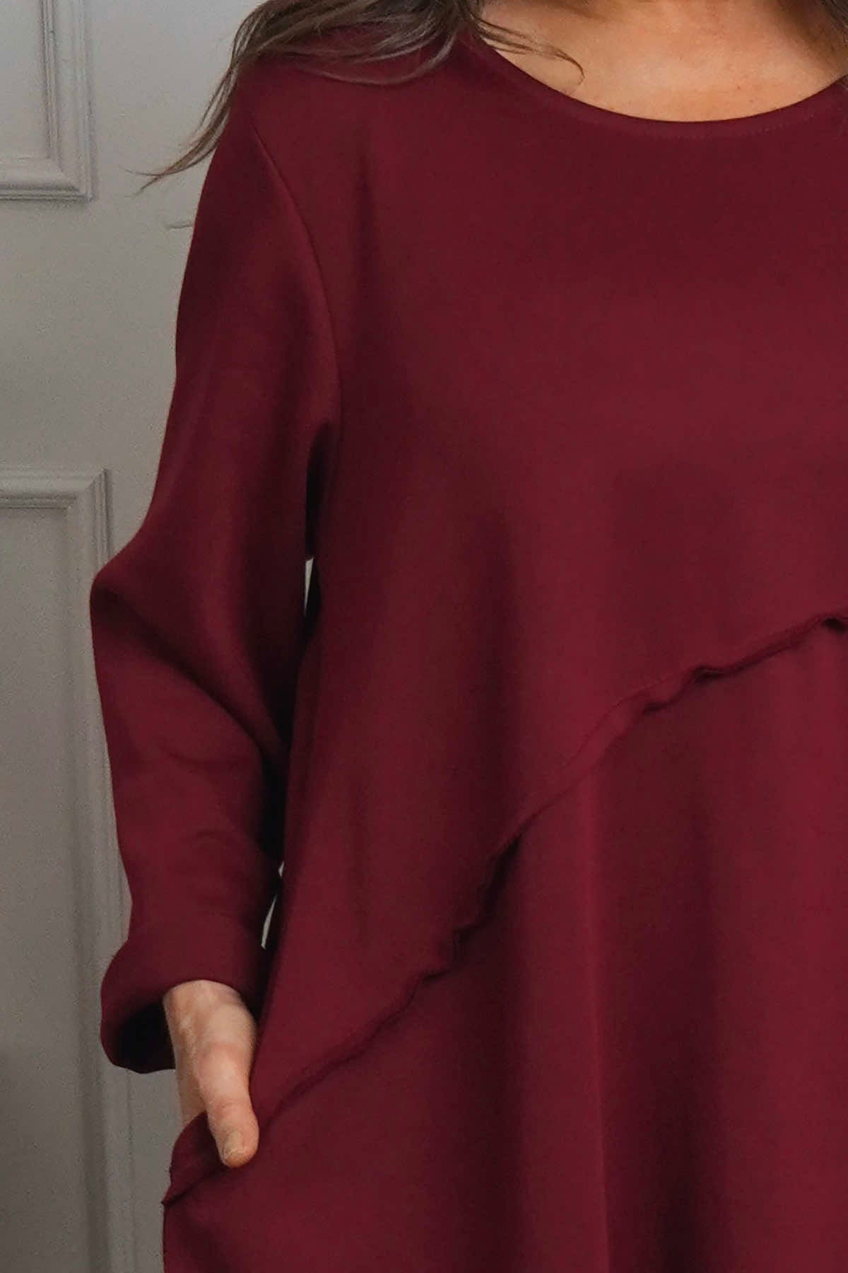 Minnie Seam Detail Cotton Tunic Wine