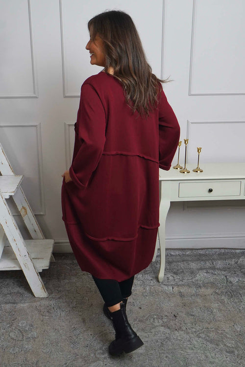 Minnie Seam Detail Cotton Tunic Wine - Image 4