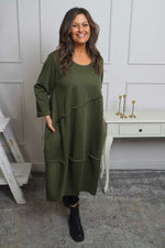 Minnie Seam Detail Cotton Tunic Khaki Khaki - Minnie Seam Detail Cotton Tunic Khaki