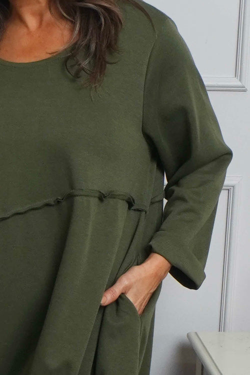 Minnie Seam Detail Cotton Tunic Khaki - Image 3