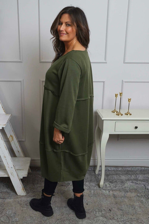 Minnie Seam Detail Cotton Tunic Khaki - Image 4