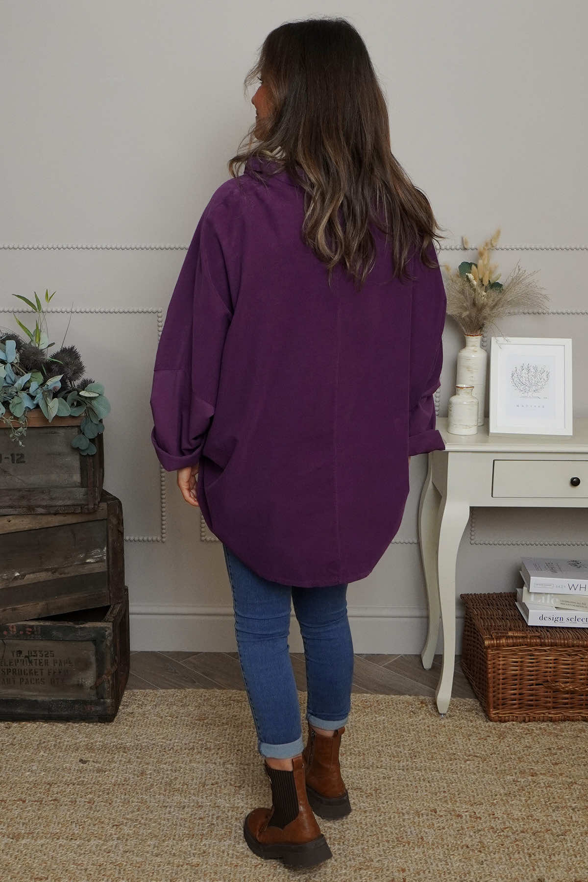 Rhianna Cowl Needlecord Top Purple