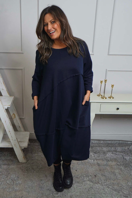 Minnie Seam Detail Cotton Tunic Navy - Image 1