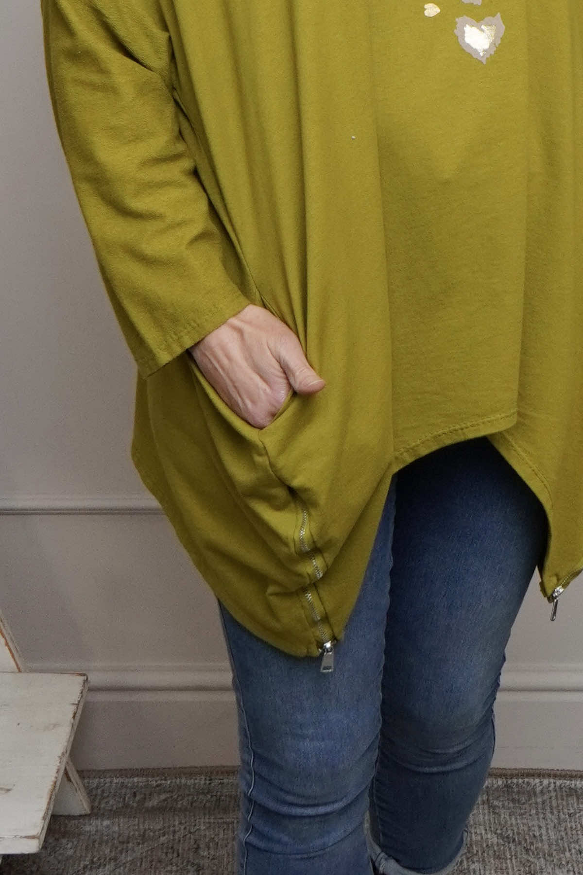 Evette Heart Cotton Top Moss